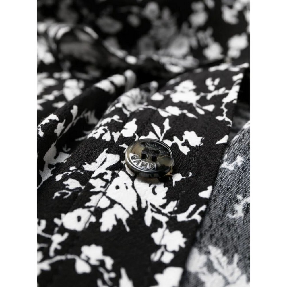💕GANNI💕 Printed Crepe Layer Midi Dress ~ Viscose Black Floral Print 36 EU - Picture 9 of 16